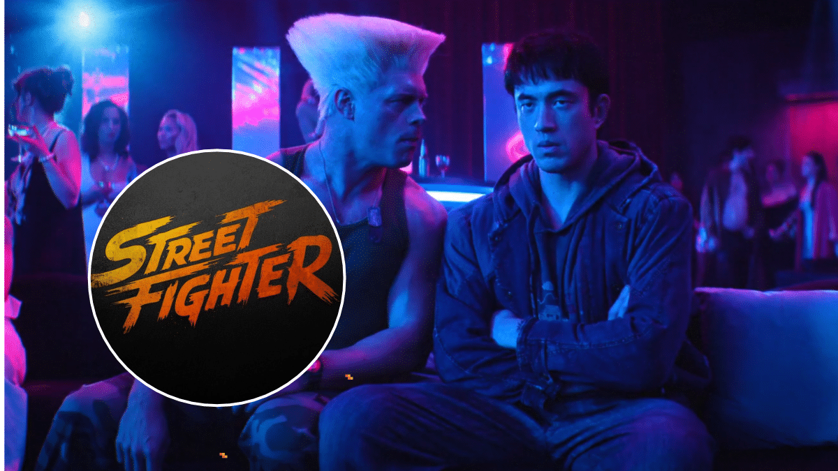 Póster de la película Street Fighter con Ryu, Ken y Chun-Li exhibido en un cine de México.