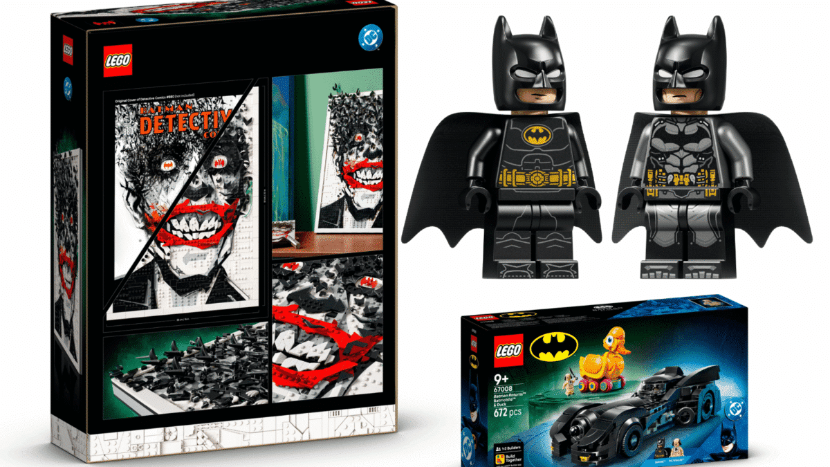 Sets LEGO Batman 2027 en México: Batmóvil de Arkham 67009, Batmóvil y Pato de Batman Vuelve 67008 y cuadro Arte Mural del Joker 67012