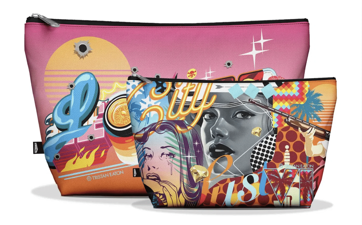 Set de cosmetiqueras Leonida de Tristan Eaton para GTA 6, a la venta en Wynwood Walls en unos $700 pesos